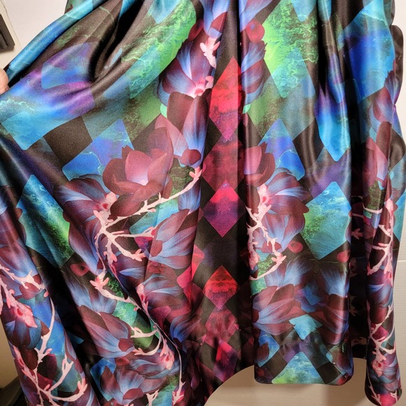 MacKenzie Mode Dress 10 Intrigue Spring Fling Floral Bandage Pocket Black Modern - Picture 7 of 9